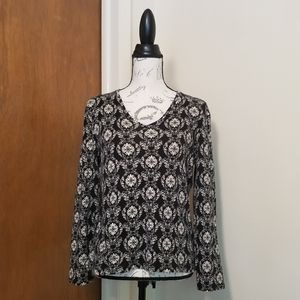 Jones New York SIG. LongSleeve Vneck Damask Top